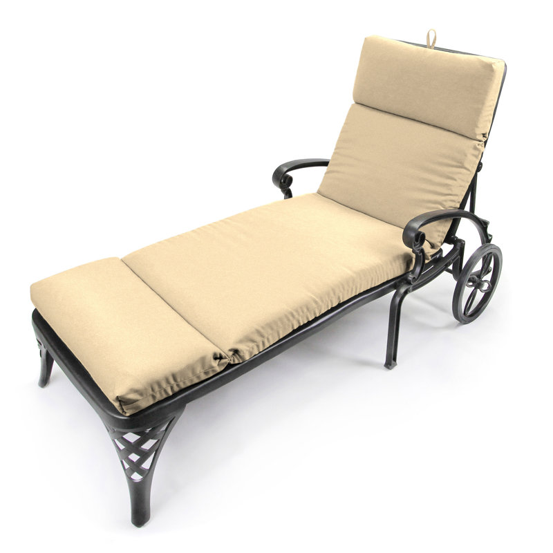 72" x 22" Outdoor Chaise Lounge Cushion with Ties and Loop, Orange