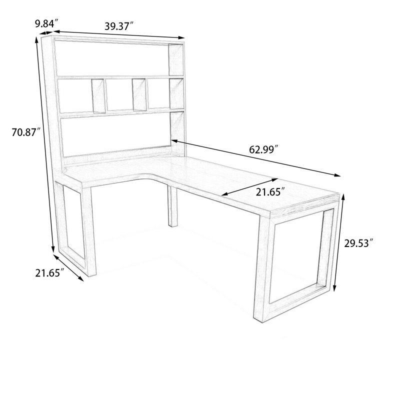 Bureau rectangulaire en bois massif brun noisette, H 29,6 po x l 63 po x P 39,4 po, Retour à gauche
