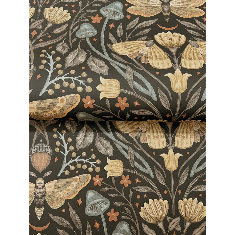 Mystic Moth Black Forest Magic Wallpaper, Black