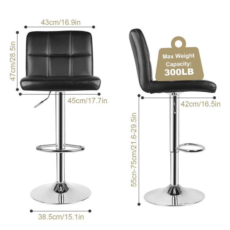 Swivel Upholstered Adjustable Height Counter Stool with Metal Frame