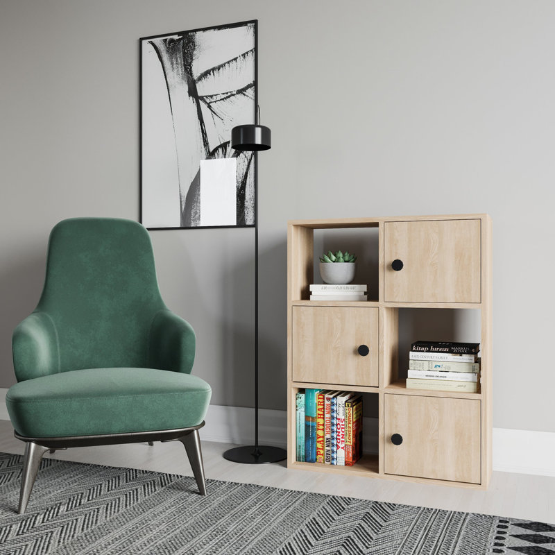 Tilton Bookcase, Oak/White, (3 Shelves) 28"H x 37"W x 10"D