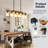 6lights Rustic Wood Linear Pendant Light, Adjustable Farmhouse Chandelier With Seeded Glass Shades For Kitchen Island And Dining Room-820085473