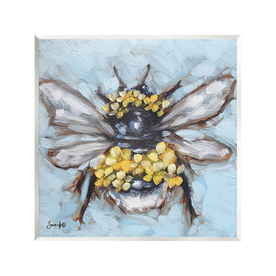 Abstract Bee with Flowers Wall Plaque Art by Sara G. Designs