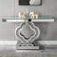 Table console miroir de 43,3 pouces en verre argenté glamour, table d'appoint pour canapé
