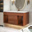 Meuble-lavabo simple 35,4 po Mid-Century avec lavabo encastré en céramique intégré