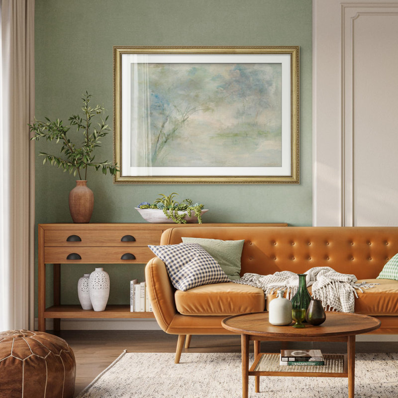 Subtil pastel, paysage, paysage abstrait abstrait, impressionnisme, décoration murale encadrée or, Oui