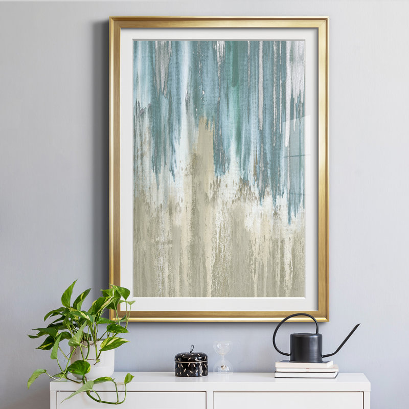«Like a Waterfall I» par Susan Jill - reproduction de cadre photo, H 26,5 po x l 36,5 po x P 1,5 po, Gold Frame