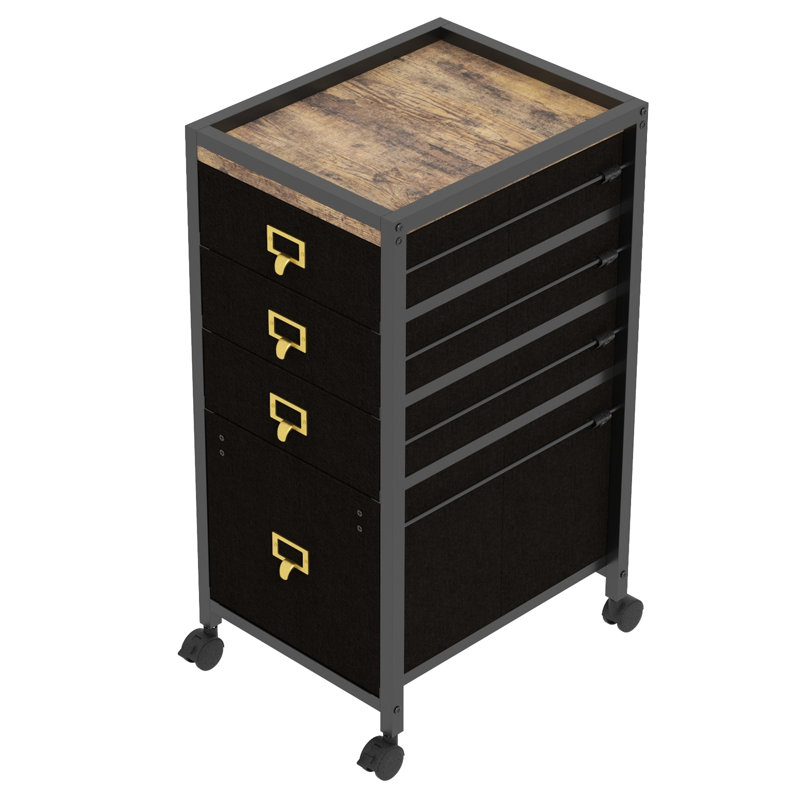 MDF Iron Fabric Under Table Cabinet - Dresser Bedroom Storage, Durable Metal Frame, Compact Design, Multi-Functional Use, Easy Assembly