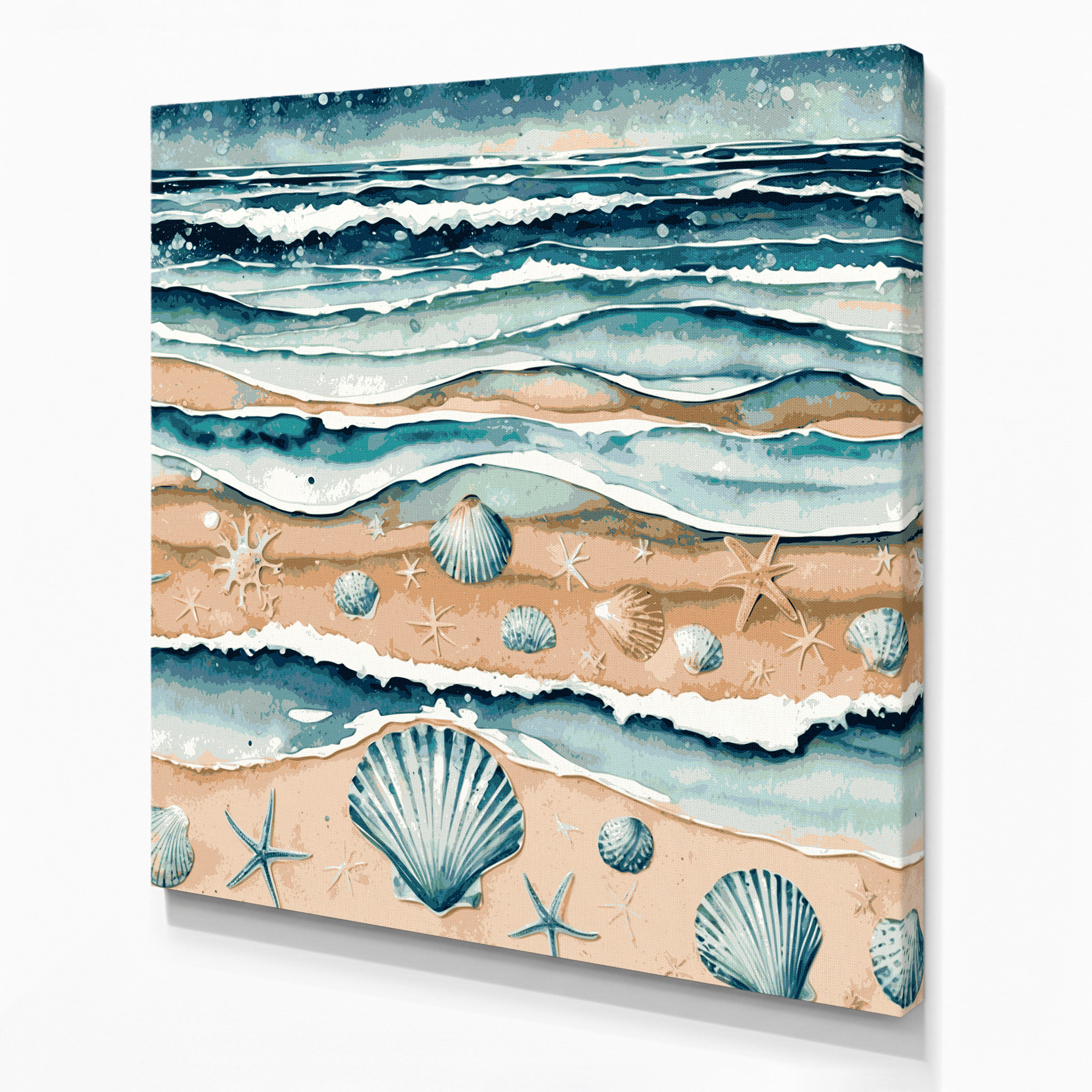 Dovecove Coastal Gulf Coast Pattern Beige Canvas Wall Art | Wayfair