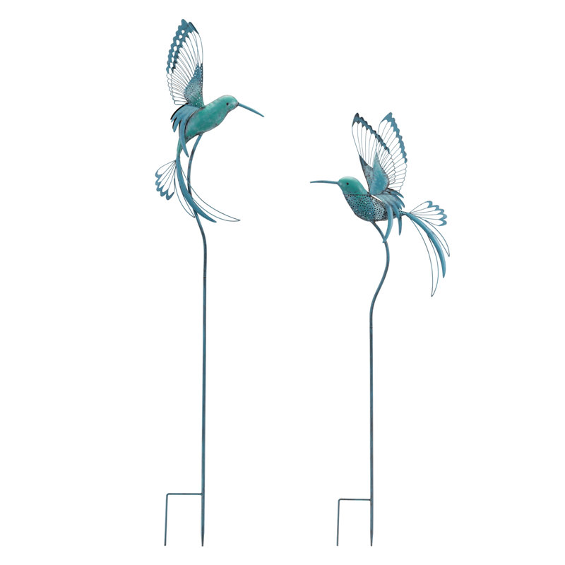 Hummingbird iron garden stake (set of 2)
