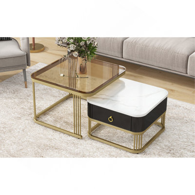 Table basse gigogne avec tiroir