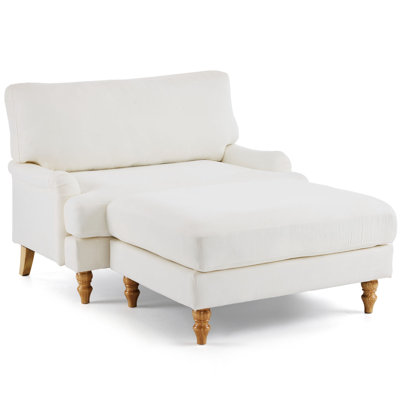 47" Upholstered Accent Chair With Ottoman,