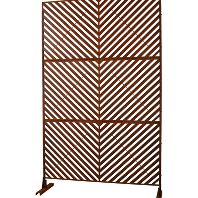 48" W76" H Metal Privacy Screen - Rust Red For Lawn, Balcony Stable Design Standing
