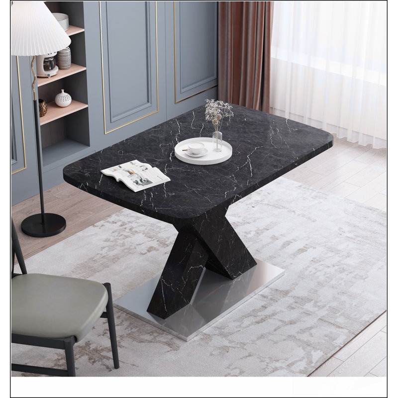 Table de salle à manger rectangulaire 1 pièce sans chaise Essential à la maison, durable et robuste, et attrayante, Noir