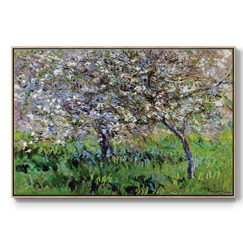 Pommiers en fleurs à Giverny, 1900, reproduction d'art sur toile, H 27 po x l 41 po x P 2 po, Bois naturel