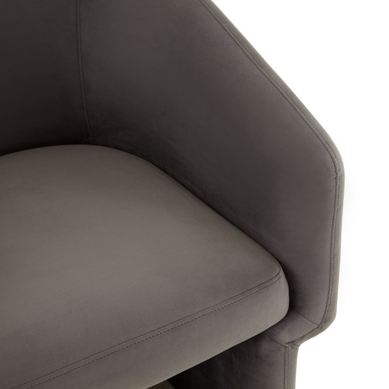 Mia Upholstered Wide Barrel Chair, Dark Gray Velvet