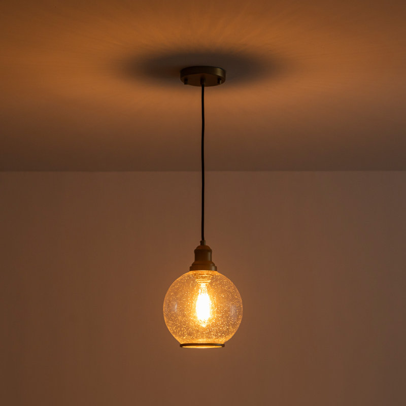 Luminaire suspendu sphère en verre transparent 1 lumière