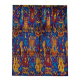 Ikatville Silk Ikat Area Rug in Blue/Rust/Brown
