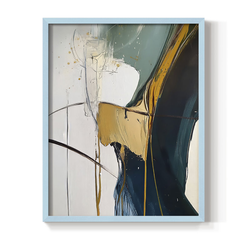 Série ABSTRACT DCxxvi, reproduction encadrée - bois massif, Bleu, H 15 po x l 12 po