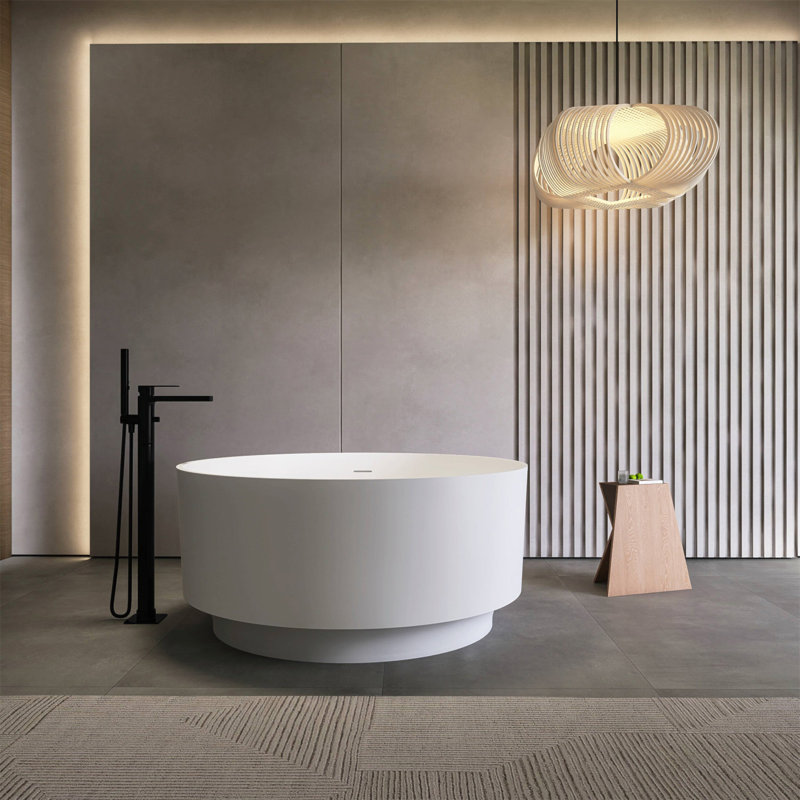 Baignoire de trempage autoportante de forme ronde de 49 pouces pour salle de bain