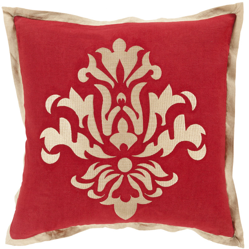 Damask Throw Pillow, 20" H x 20" W x 4" D, Cherry, Polyester