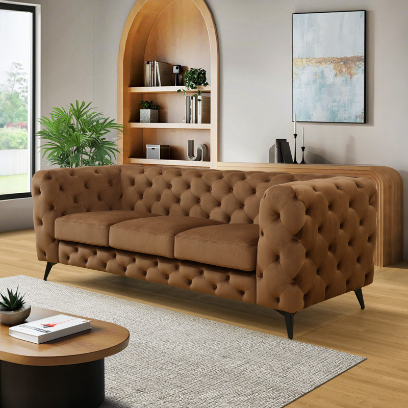 Canapé modulaire brun en microfibre