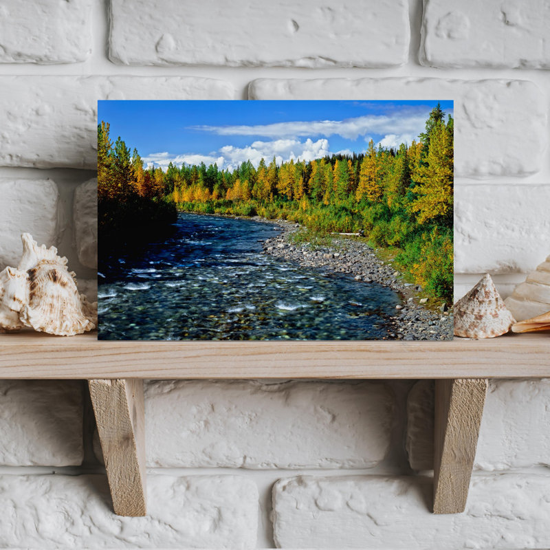 Scenic view of Chulitna River in early autumn Alaska USA 1 Piece Wrapped Canvas Wall Art, 30.48 cm H x 45.72 cm W