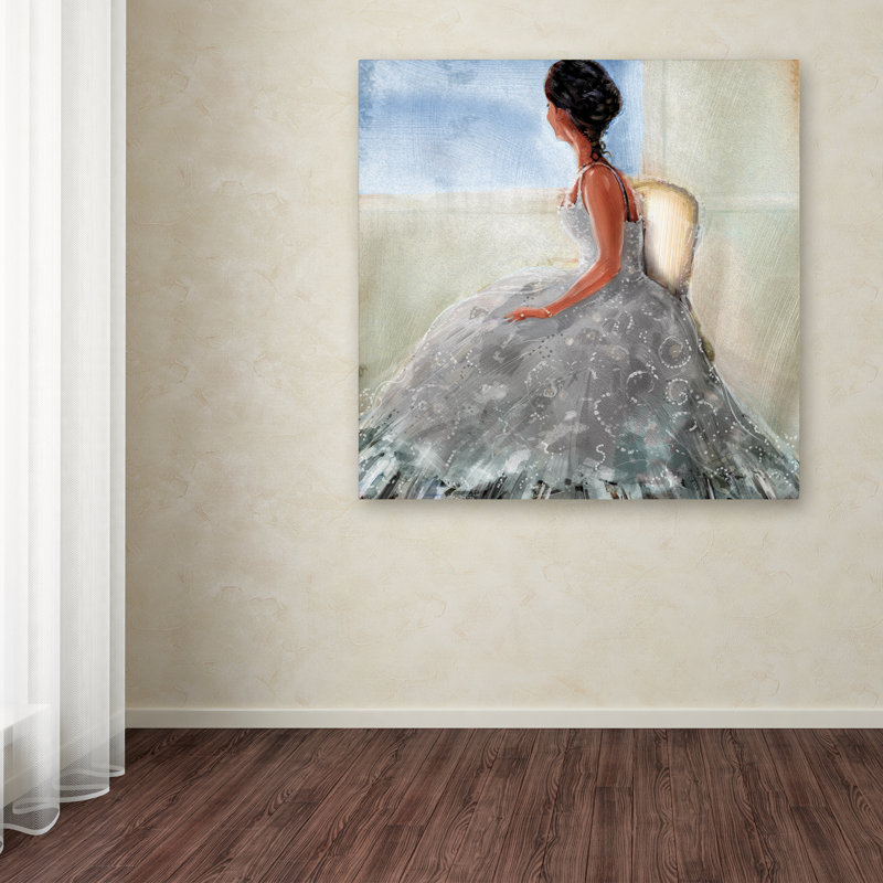 Lady in the Window Blue Dress Canvas Art, 24" x 24"
