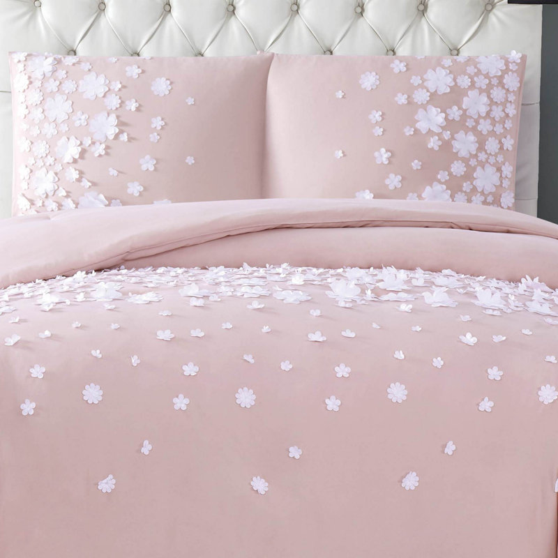Christian Siriano NY® Confetti Flowers Comforter Set, Twin XL Comforter + 1 Standard Shams, Blush Pink