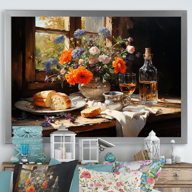 Banquet rustique en France, Cadre simple argenté, H 34 po x l 44 po x P 1,5 po