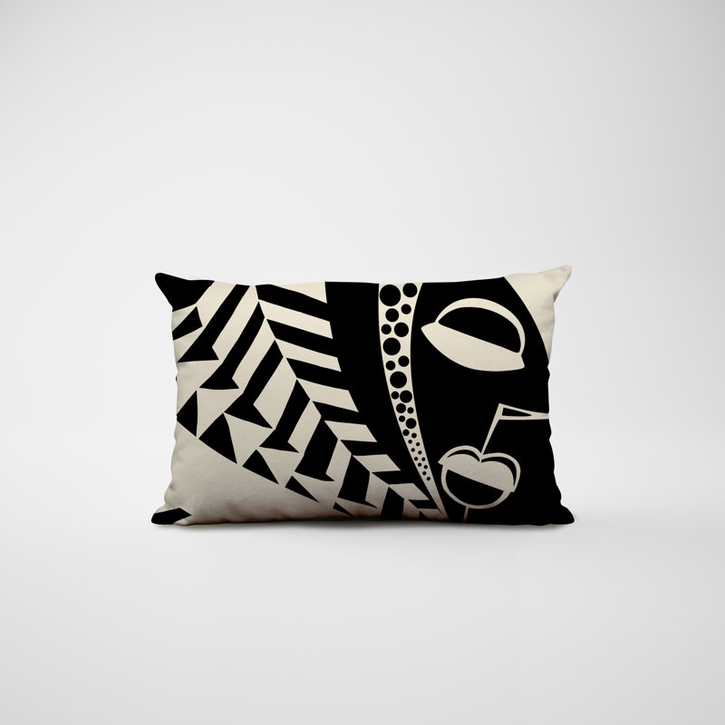 Housse et insert de coussin rectangulaire intérieur / extérieur en mélange de polyester / polyester Ikom, Noir