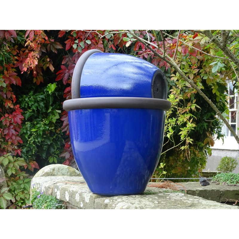 Campuzano Pot Planter, 35cm H x 40cm W x 40cm D, Diamond Blue