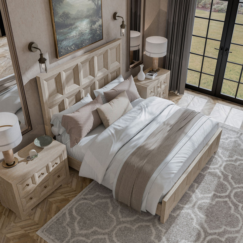 Ensemble de chambre à coucher 3 pièces Schell, Beige, Grand