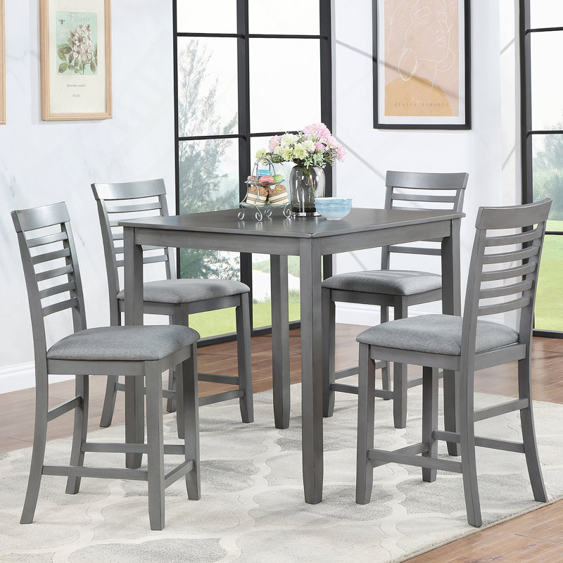 Ensemble de table de salle à manger 5 pièces pour 4 personnes, ensemble de table de cuisine à hauteur de comptoir avec table carrée