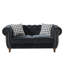 Canapé 2 places en velours noir 170 cm (67 po) avec accoudoirs arrondis et clous décoratifs, style européen pour salon, assise mi-ferme, garnissage en mousse haute densité, structure en pin massif, accoudoirs arrondis, noir, bois
