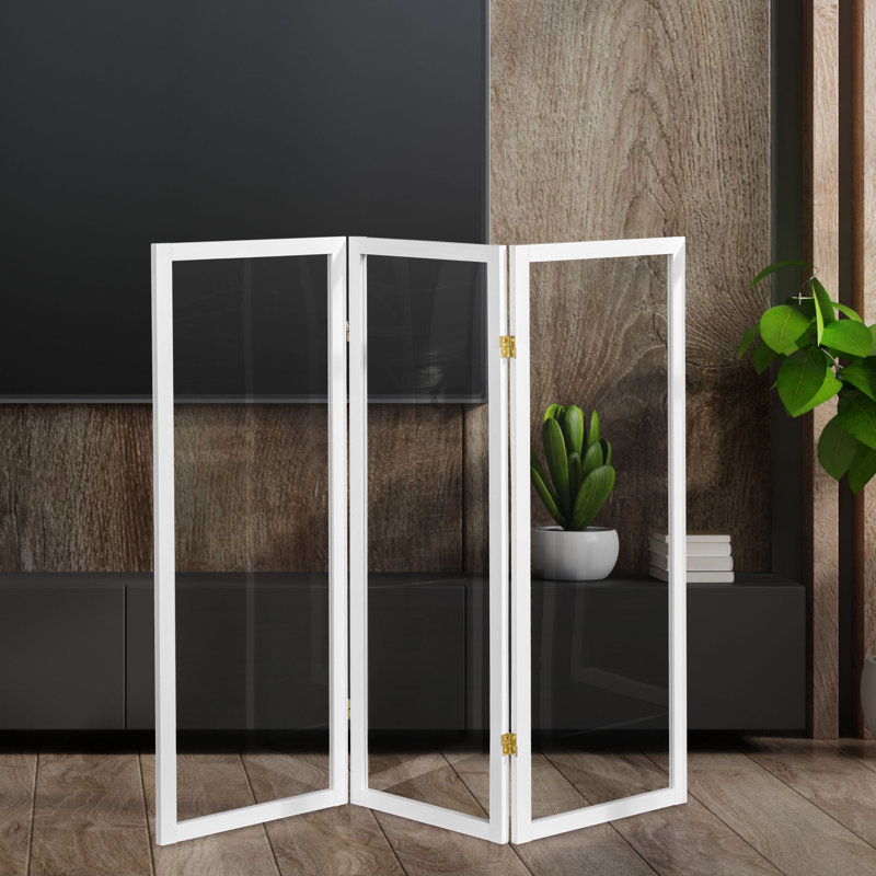 4 Ft. Tall Clear Screen Natural 6 Panel, 3, White, 48" H x 53.25" W x 1" D