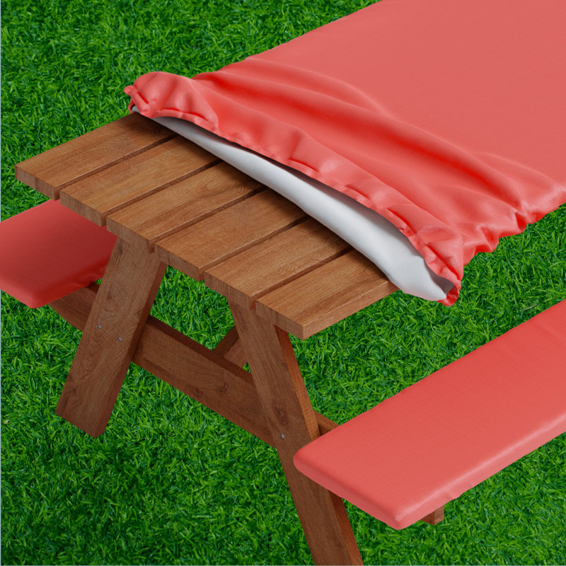 Housse pour nappe et table de pique-nique Roudebush, conception unie, doublure en flanelle, ensemble de 3 pièces, 30 pouces
