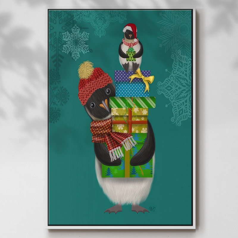 Cadeaux de Noël pingouin, H 41 po x l 27 po x P 1,5 po, Blanc