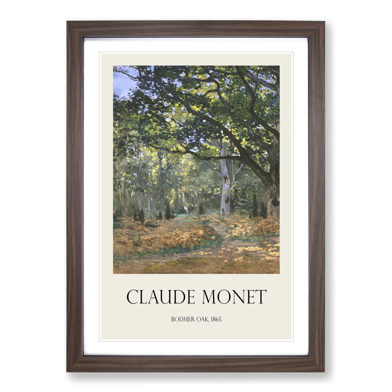 The Bodmer Oak Tree by Claude Monet - Picture Frame Painting, 65cm H x 48cm W x 2cm D, Walnut Framed