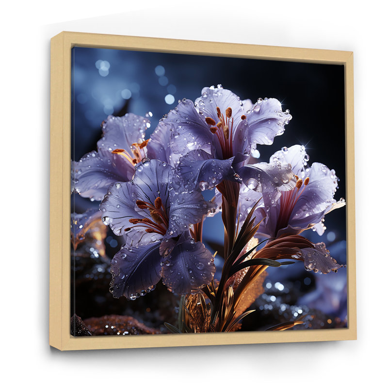 Noir Intrigue Irises Dream II sur toile, Cadre naturel flottant, H 30 po x l 30 po x P 1 po
