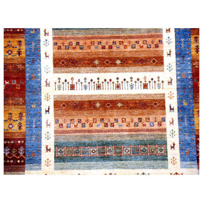 Afghan Hand Woven Wool Area Rug, Rectangle 4'8" x 6'6"