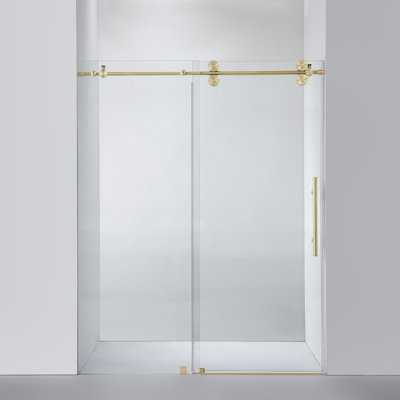 60 in. W x 78 in. H Single Added Frameless Shower Door with Clear Glass