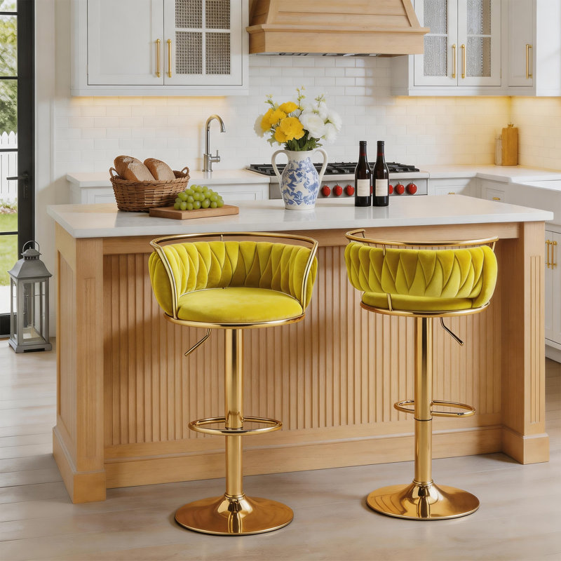Tabouret de bar Christal, Olive terne, Gold