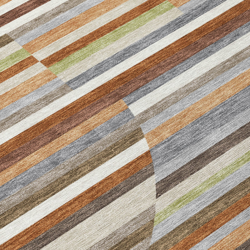 Machine Washable Indoor/Outdoor Chantille ACN2600 Stripes Rug, Paprika, 5' x 7'6"