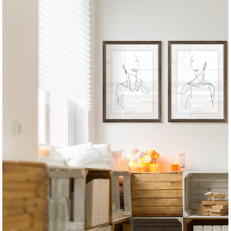 «Everlast Elegance I» par Vincent Van Gogh - ensemble de 2 reproductions de dessins encadrés, H 24 po x l 18 po x P 1,25 po