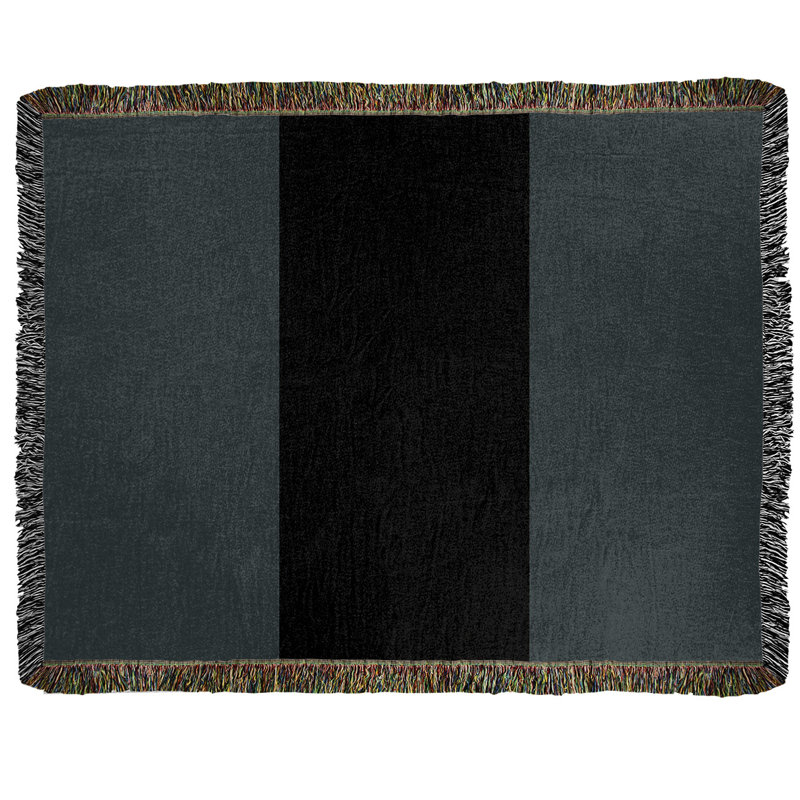 Hand Woven Throw Blanket, 60" x 80", Steel Gray/Black/Steel Gray, Cotton