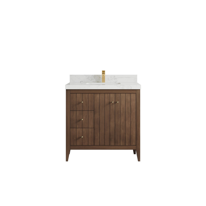 Meuble-lavabo simple 36 po avec plateau Atlanta, Calacatta Nuvo
