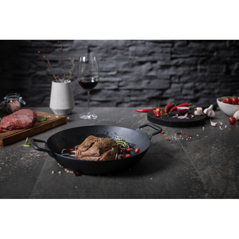 Kuhn Rikon Black Star Swiss Made Spun Iron Frying Pan With Dual Handles, 32.5 cm