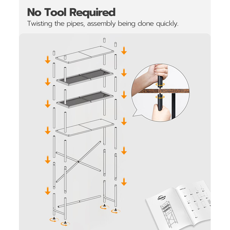 Over The Toilet Storage Shelf - 4-Tier Freestanding Bathroom Organizer With Adjustable Shelves And Feet, Space Saving Design For Toiletries And Essentials, Easy No-Tool Assembly