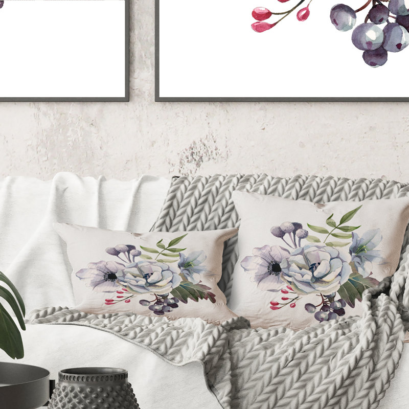 Bouquet avec citron citron, mandarine sur bleu foncé - coussin décoratif traditionnel, 16 po x 16 po